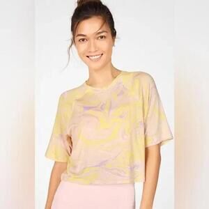 Fabletics Womens Yellow/Purple Samara Cropped Top M
